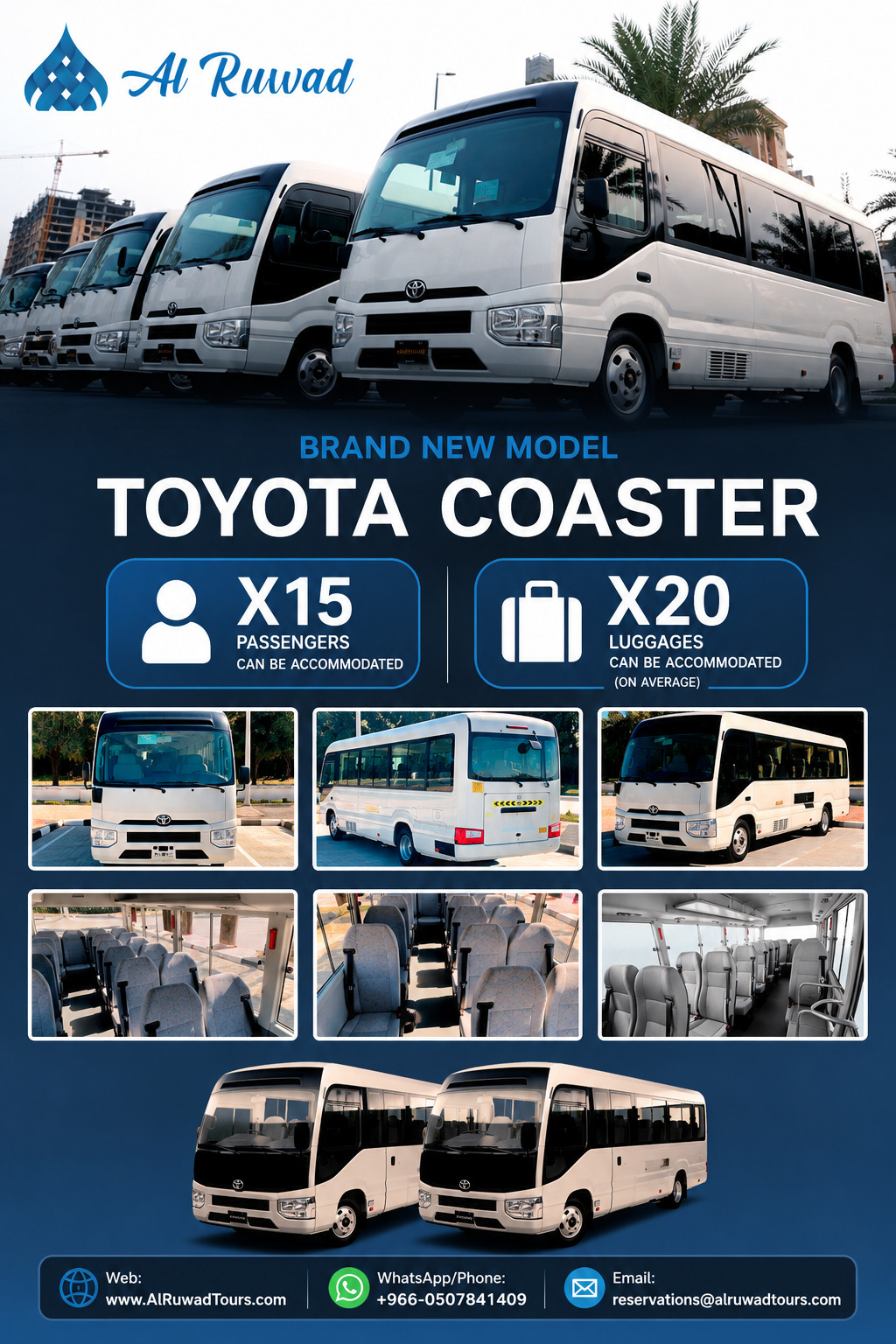 15-Seater Toyota Coaster for group Umrah Transportation
