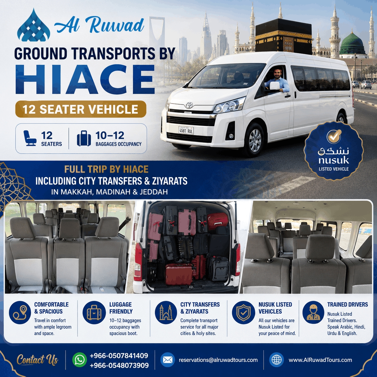 12-Seater Toyota Hiace for Makkah to Madinah Transport